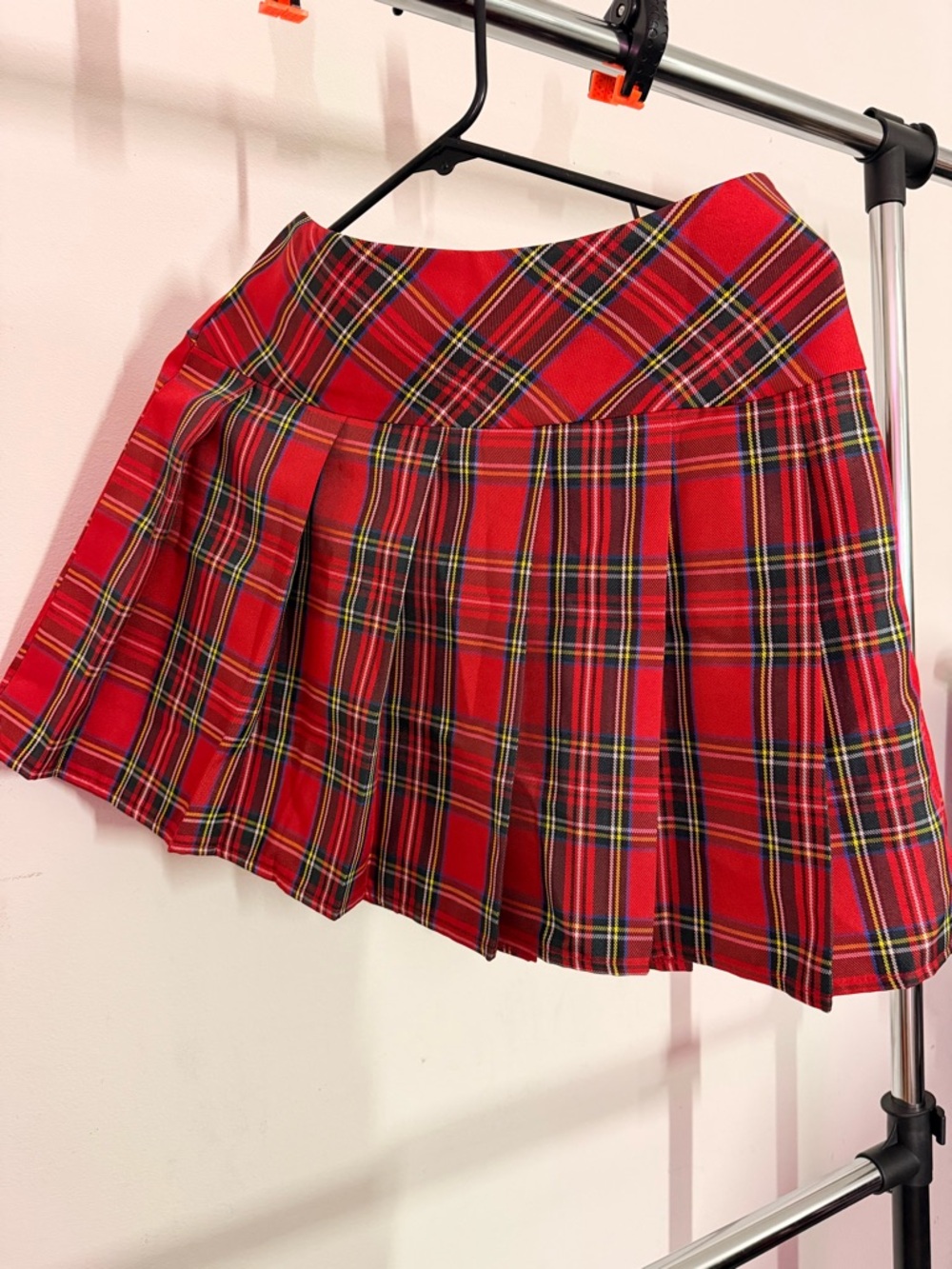 Red Plaid Pleated Skirt Small